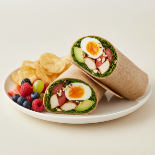California Cobb Wrap with Chips and Fruit California Cobb Wrap with Chips and Fruit