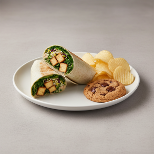 Tokyo Supergreens with Organic Sesame Tofu Wrap with Chips and Cookie Tokyo Supergreens with Organic Sesame Tofu Wrap with Chips and Cookie