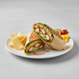 Thai Chicken Crunch Wrap with Chips and Fruit