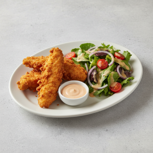Fried Chicken Tenders With Salad Fried Chicken Tenders With Salad