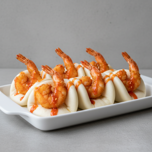 Bao Bun Crispy Tempura Shrimp With Firecracker Sauce (half Tray) Bao Bun Crispy Tempura Shrimp With Firecracker Sauce (half Tray)