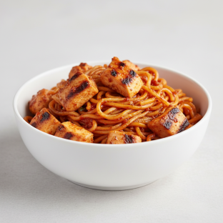 Firecracker Bowl — Hibachi Noodles with Fire Braised Grilled Chicken Firecracker Bowl — Hibachi Noodles with Fire Braised Grilled Chicken