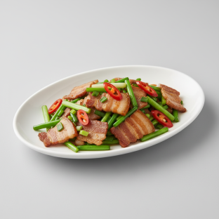 Stir-Fried Salted Pork with Garlic Scapes