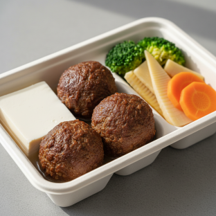 Black Pork Lions Head Meatball Bento