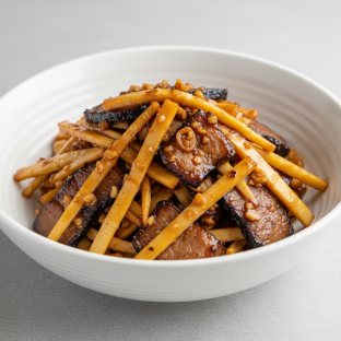 Stir-Fried Bamboo Shoots with Black Kurobuta Pork