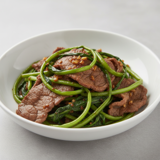 Stir-Fried Scha Water Spinach with Beef