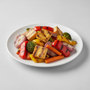 Grilled Mixed Veggies Plate and Organic Tofu Grilled Mixed Veggies Plate and Organic Tofu