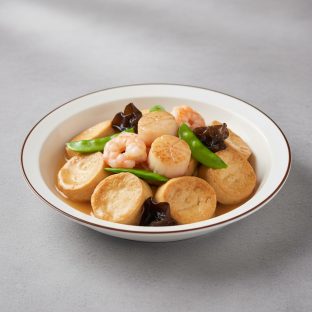 Braised Egg Tofu with Assorted Seafood Braised Egg Tofu with Assorted Seafood