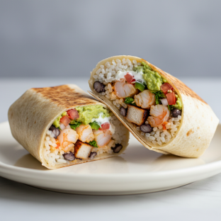 Super Pollo Asada and Prawn Burrito Super Pollo Asada and Prawn Burrito