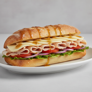 Turkey and Provolone Cold Sub with Italian Dressing Turkey and Provolone Cold Sub with Italian Dressing