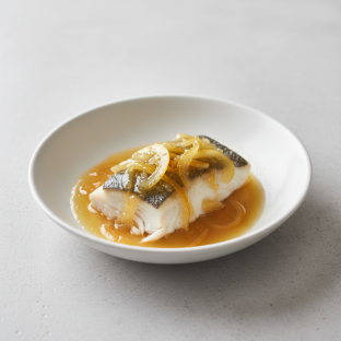 Steamed Bass with Chardonnay and Lemon Preserve