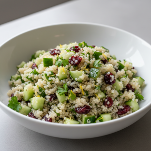 Quinoa with Cucumbers, Parsley, Sun-Dried Cranberries and Lemon Zest