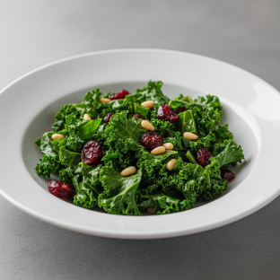 Sauteed Kale with Cranberries and Pine Nuts