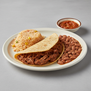 Plate Lunch — Birria With House Habanero in Flour Tortilla Plate Lunch — Birria With House Habanero in Flour Tortilla