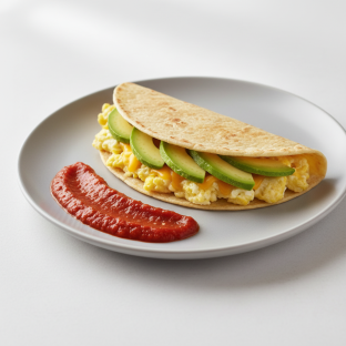 Avocado, Egg, and Cheese with Spicy Red Salsa Avocado, Egg, and Cheese with Spicy Red Salsa