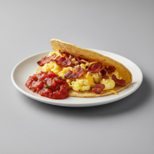 Bacon, Egg, and Cheese with Red Salsa Bacon, Egg, and Cheese with Red Salsa