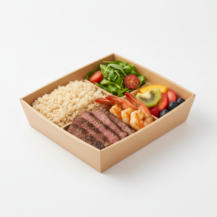 Brown Rice Ribeye and Shrimp Bento Box Brown Rice Ribeye and Shrimp Bento Box