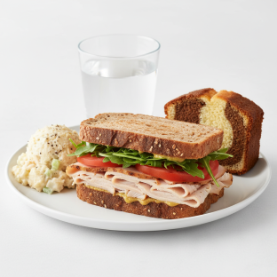 Turkey Sandwich with Potato Salad, Poundcake, Water Turkey Sandwich with Potato Salad, Poundcake, Water