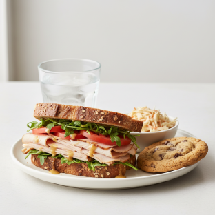Turkey Sandwich with Coleslaw, Cookie, Water Turkey Sandwich with Coleslaw, Cookie, Water