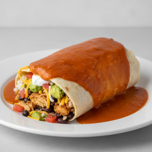Get Wet Smothered Chicken Burrito with Tangy Enchilada Sauce Get Wet Smothered Chicken Burrito with Tangy Enchilada Sauce