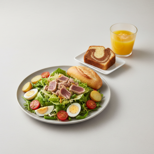 Tuna Nicoise House Salad, Poundcake, Orange Juice Tuna Nicoise House Salad, Poundcake, Orange Juice