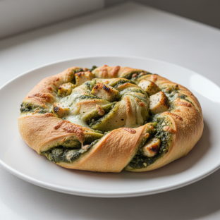 Gluten-Free Halal Palak (Pesto) Chicken Pizza Twist
