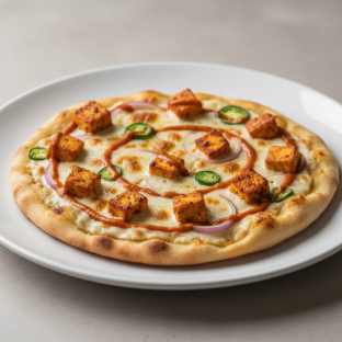 Achari Paneer Naan Pizza