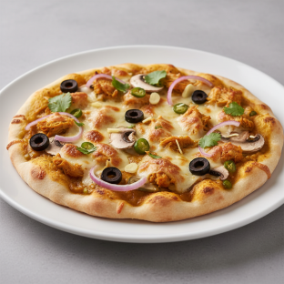Halal Curry Chicken Naan Pizza