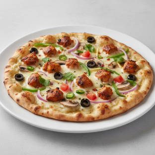 Indian Garlic Chicken Naan Pizza