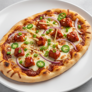 Manchurian Chicken Naan Pizza