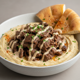 Hummus Bowl with Lamb and Beef Gyro Hummus Bowl with Lamb and Beef Gyro