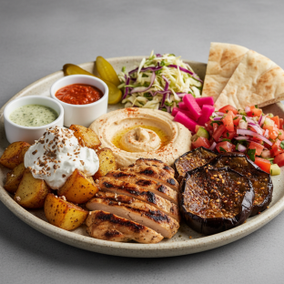 Garlic Potatoes with Toum Chicken Platter Garlic Potatoes with Toum Chicken Platter