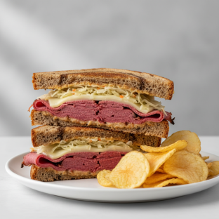 Unreal Ruben Vegan Gluten-Free Sandwich and Chips Unreal Ruben Vegan Gluten-Free Sandwich and Chips