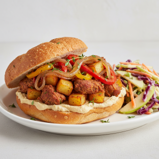 Vegan Corned Beef Hash Sandwich with Apple Coleslaw Vegan Corned Beef Hash Sandwich with Apple Coleslaw