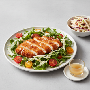 Crispy Chicken Milanese Salad with Apple Coleslaw Crispy Chicken Milanese Salad with Apple Coleslaw