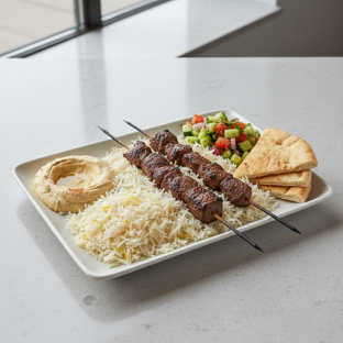 Charbroiled Beef Shish Kabob Combo Plate Charbroiled Beef Shish Kabob Combo Plate