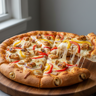 Thick Crust Roasted Garlic Chicken Pizza Thick Crust Roasted Garlic Chicken Pizza