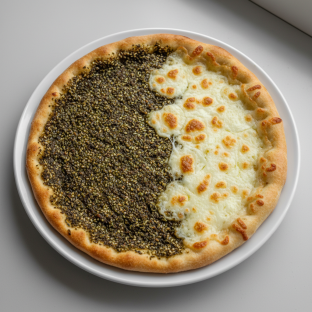 Half Zaatar Half Akkawi Cheese Pie (10 Inch) Half Zaatar Half Akkawi Cheese Pie (10 Inch)