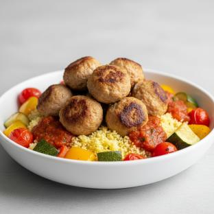 Mediterranean Meatball Bowl - Couscous Mediterranean Meatball Bowl - Couscous