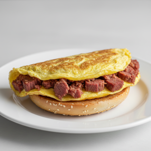 Corned Beef Omelette on a Bagel Corned Beef Omelette on a Bagel