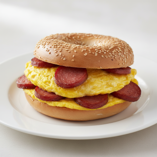 Hebrew National Salami Omelette on a Bagel Hebrew National Salami Omelette on a Bagel
