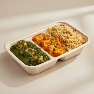 Chicken Saag, Paneer Matar and Biryani Bento Chicken Saag, Paneer Matar and Biryani Bento
