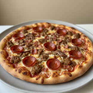 Thin Crust Meat Sweats Pizza Thin Crust Meat Sweats Pizza