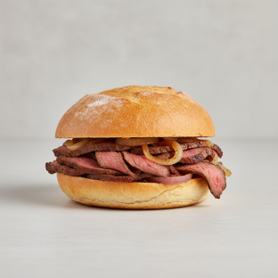 Danish Tri-Tip and Onions Sandwich Danish Tri-Tip and Onions Sandwich