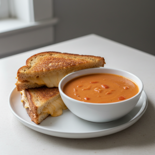 Grilled Cheese Sandwich and Tomato-Basil Soup Grilled Cheese Sandwich and Tomato-Basil Soup