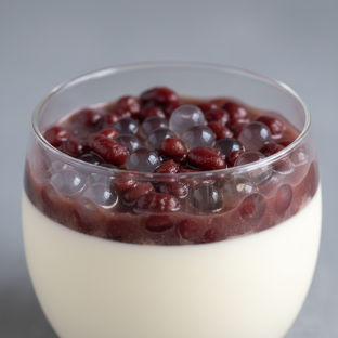Red Bean and Crystal Boba Panna Cotta