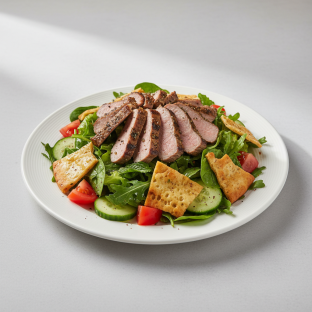 Olive Oil Fatouch Salad with Meat Olive Oil Fatouch Salad with Meat