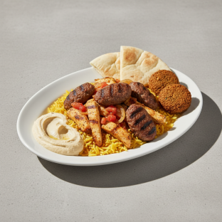 Beef Kafta & Chicken Shawarma Combo Plate Beef Kafta & Chicken Shawarma Combo Plate