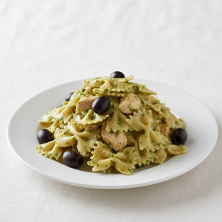 Bow Tie With Chicken Pesto and Olives