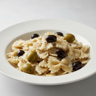 Bow Tie With Carbonara and Olives